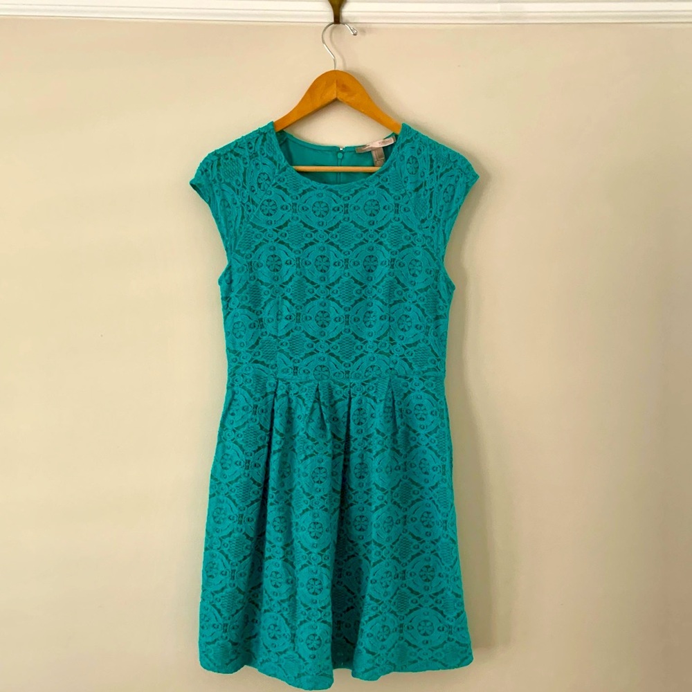 Pretty Classic Cocktail Dress, Size L, Deep Turquoise